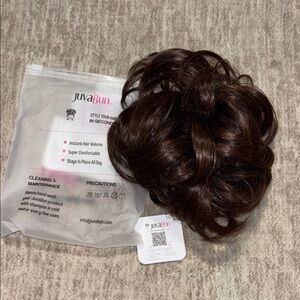 NWT Juva Bun medium brown clip on hair wig claw clip messy bun